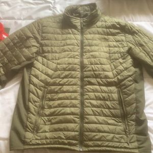 Olive Green North Face puffer jacket. Full Zip